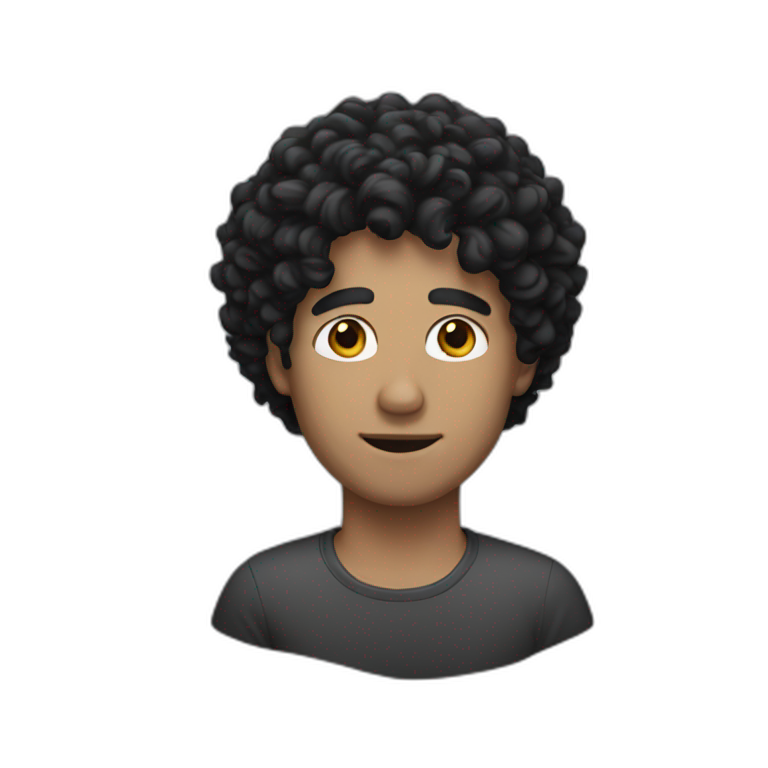 white man, curly black hair emoji