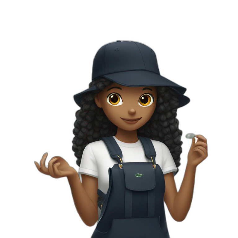 Lacoste bag black girl with black lacoste hat emoji