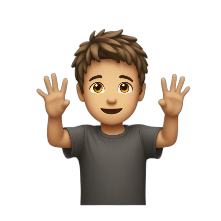 boy both hands up emoji