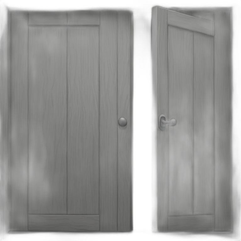 One gray wood open door perspective emoji