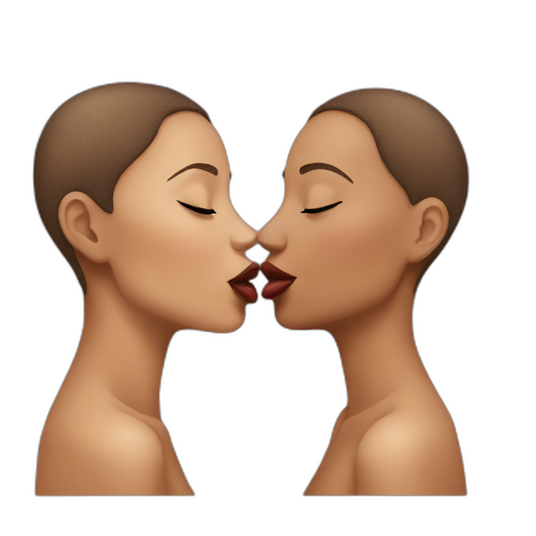 two women touching lips emoji