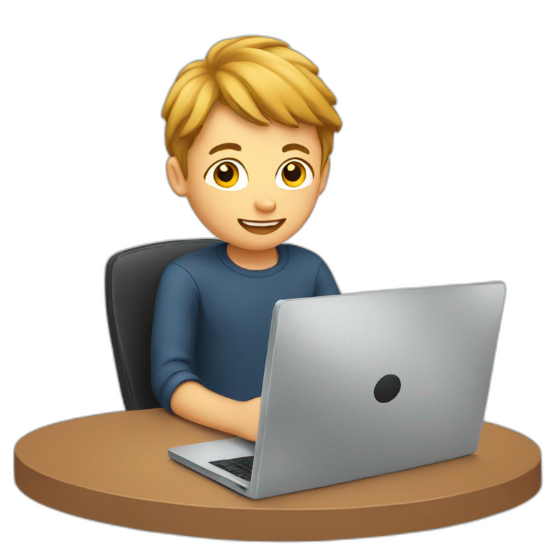 boy on computer screen emoji