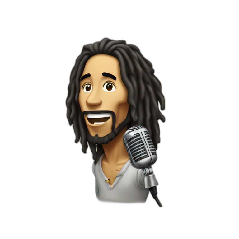 Bob Marley singing in mic emoji