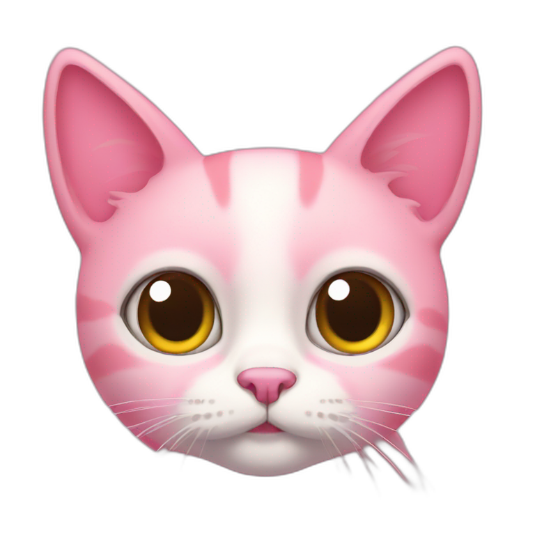 Pink cat with big eyes emoji