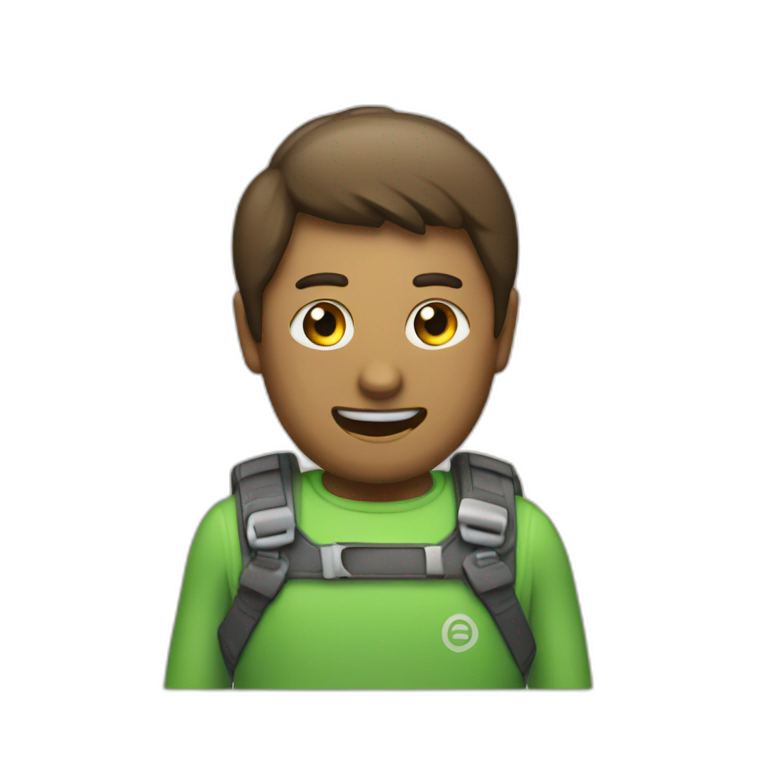 El personaje android sosteniendo un logo de CapCut emoji