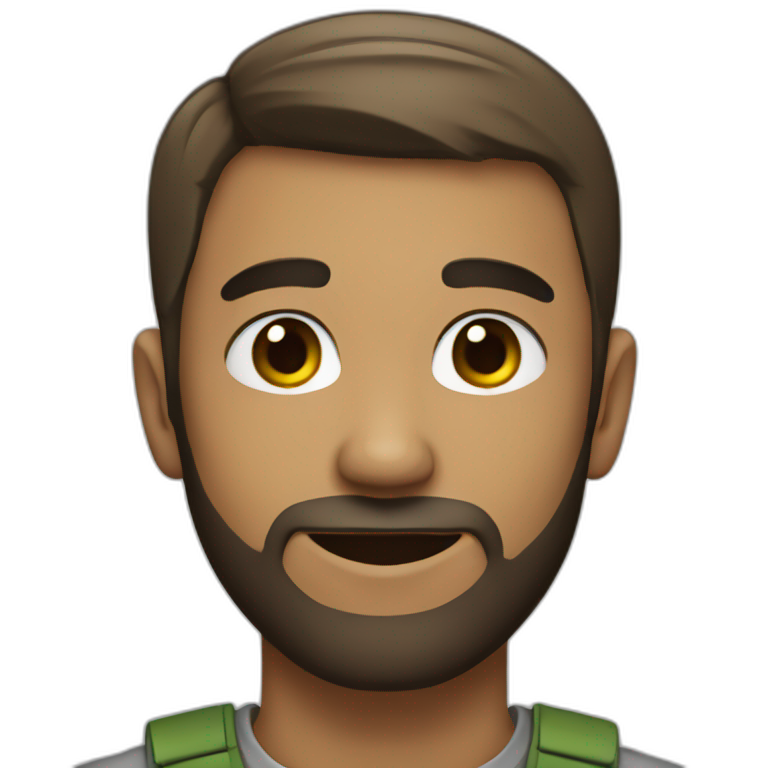 Young man with short hair and a beard without moustache emoji
