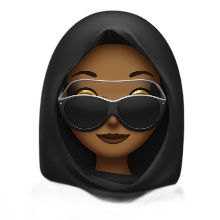 black veiled woman with mask and sunglass emoji