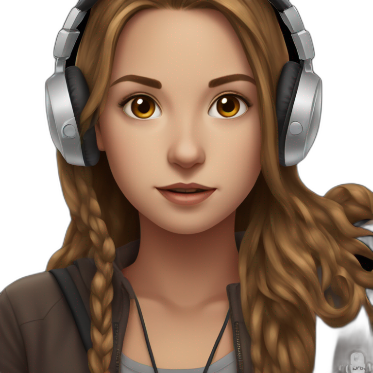 brown-haired girl with headphones emoji