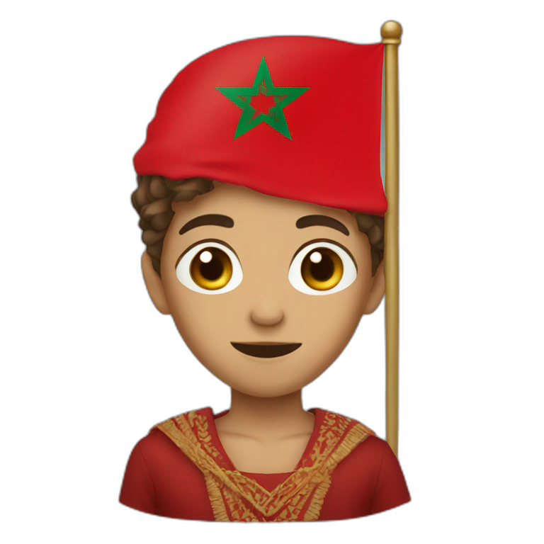 A boy wearing a mask bearing the flag of the Kingdom of Morocco  emoji