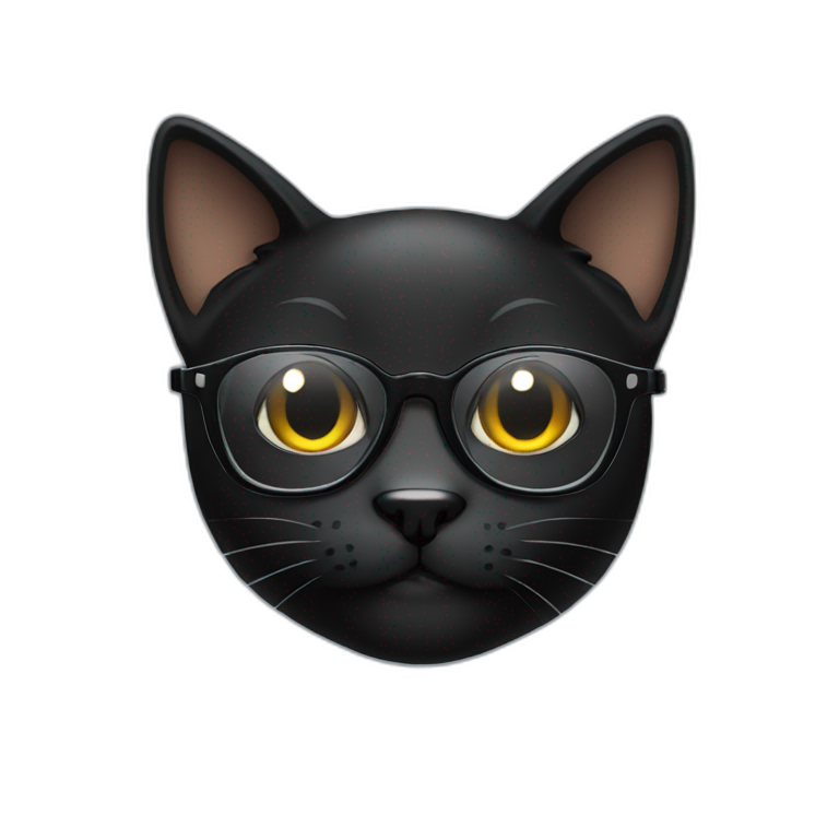 black cat with glasses emoji
