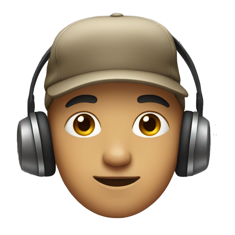 A boy wearing cap and headphones  emoji