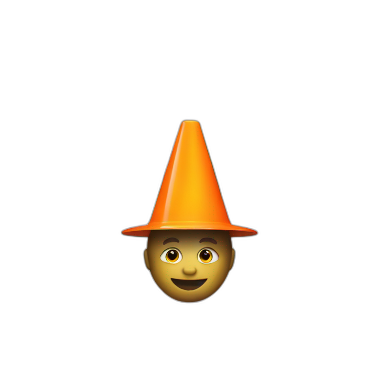 yellow man with traffic cone on their head emoji