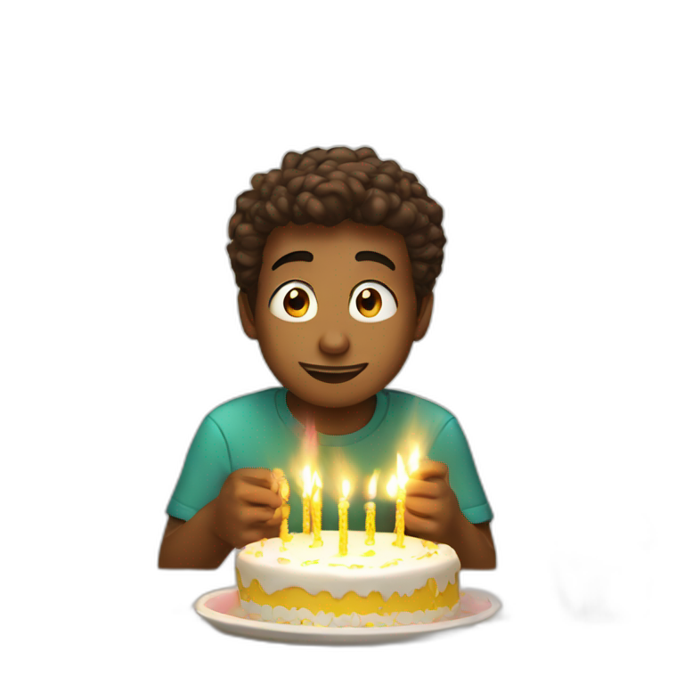 Birthday boy blow out candles emoji