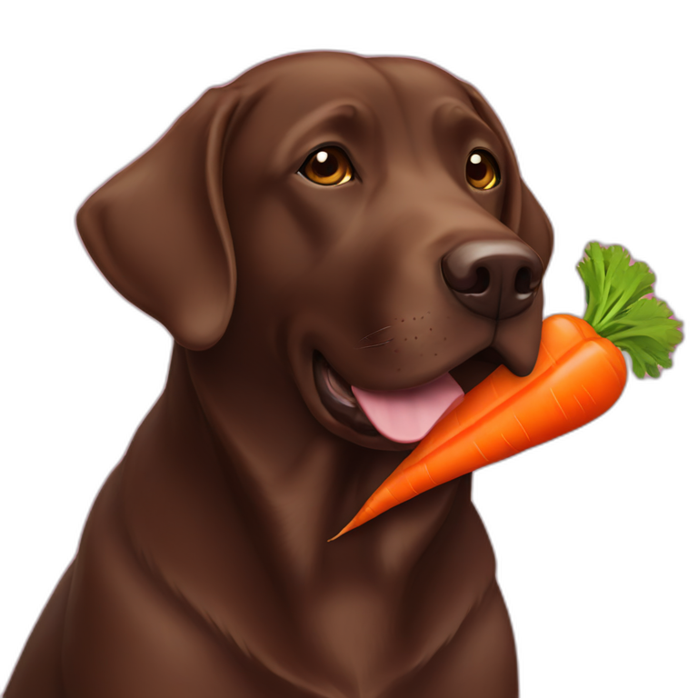 Chocolate labrador eating carrot emoji