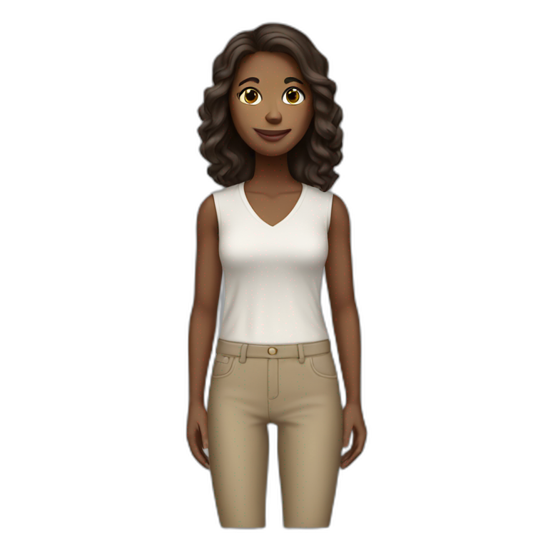 white woman dark brown hair full body emoji