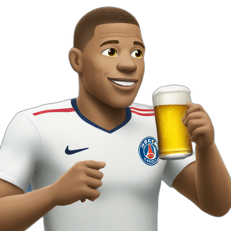 Mbappé drinking beer emoji