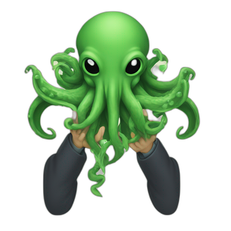 Cthulhu holding the earth in his hands emoji
