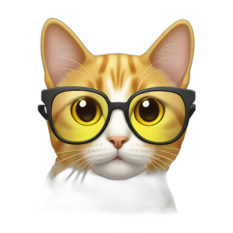 cat wearing yellow transparent glasses emoji