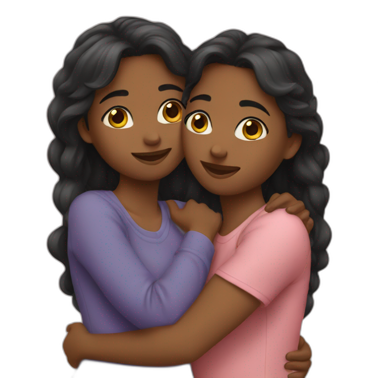 two girls hugging each other emoji