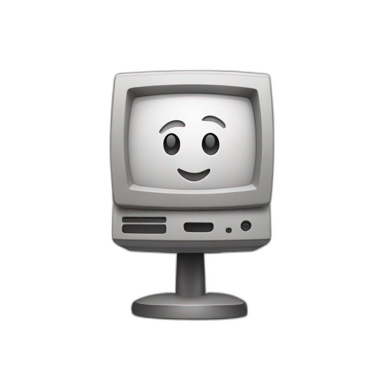 macintosh computer with the word hello on its monitor emoji