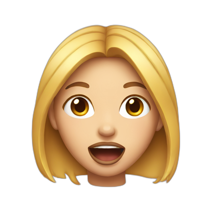 a girl with a wide open mouth emoji