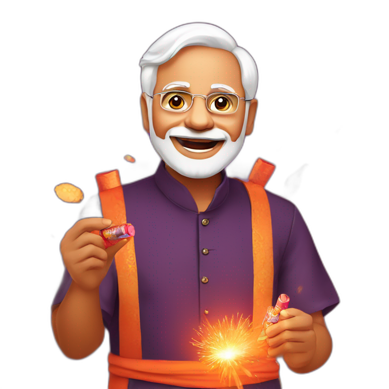 ModiJi Wishing Happy Diwali with firecrackers emoji