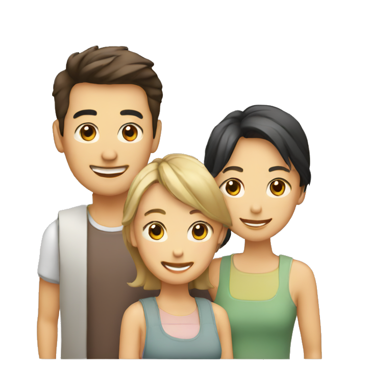 three people happy standing together simple style emoji