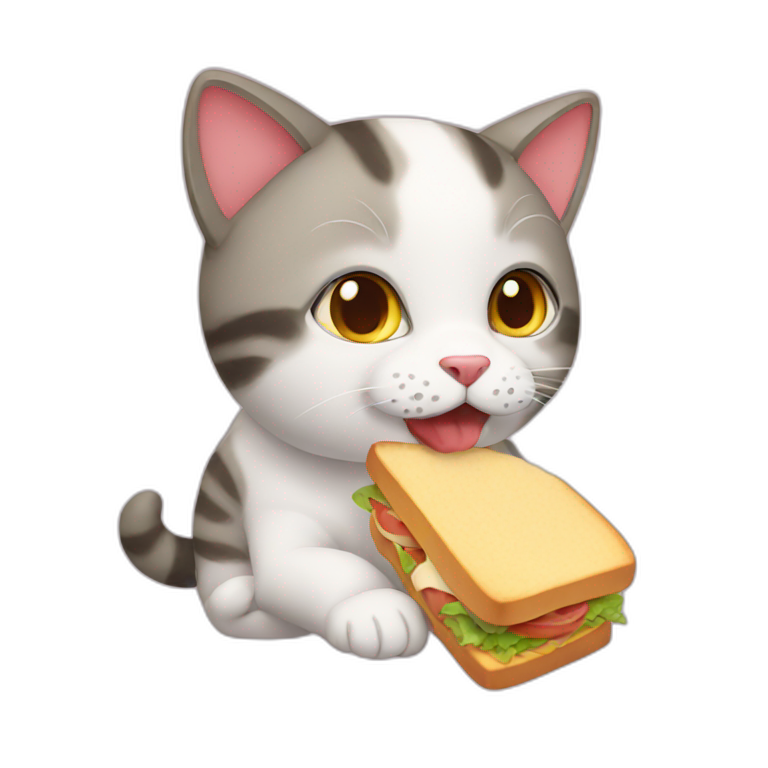 cute cat eating a sandwich emoji