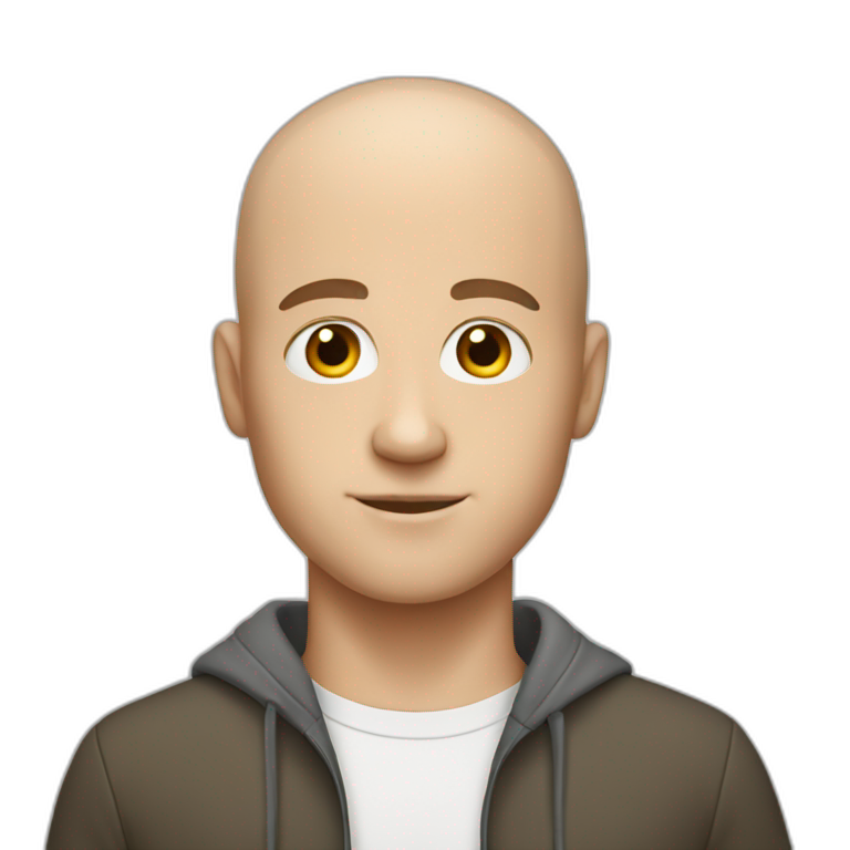 a white male student with ALMOST bald short brown hair  emoji