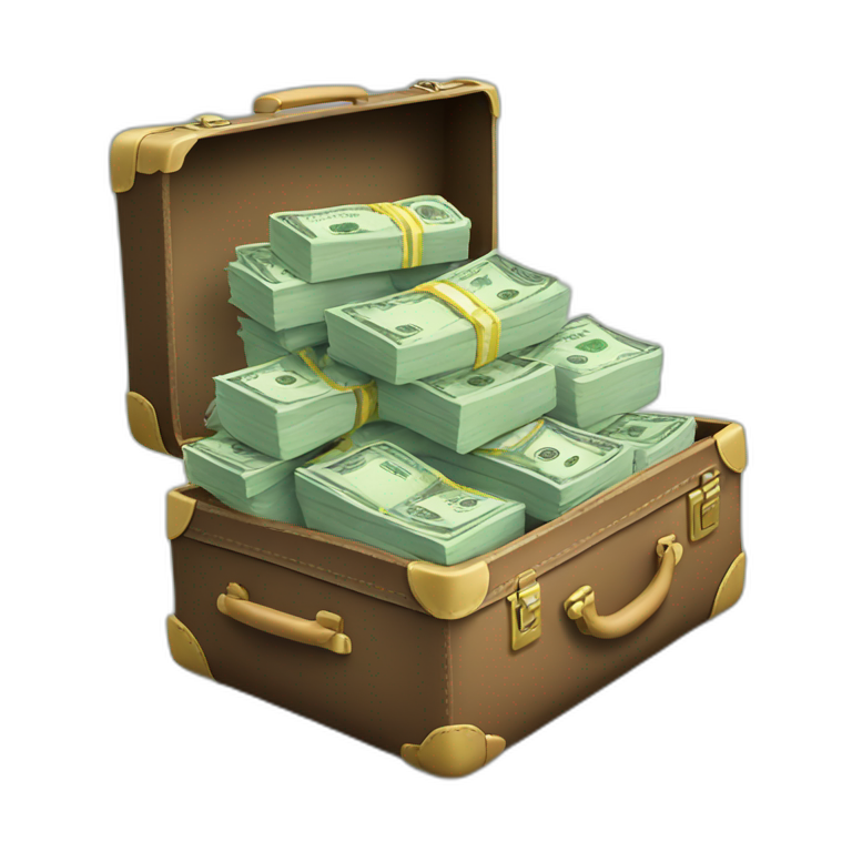a suitcase full of money, dollar bills emoji