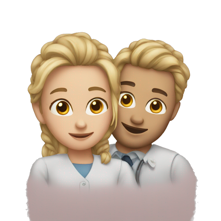 two coworkers in love emoji