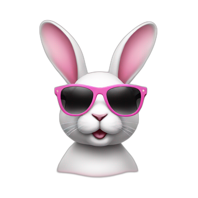 rabbit pink wearing sunglasses black emoji