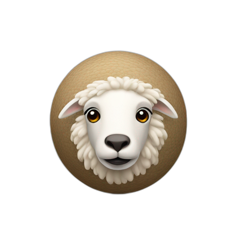 3d sphere with a cartoon Sheep skin texture with Eye of Horus emoji