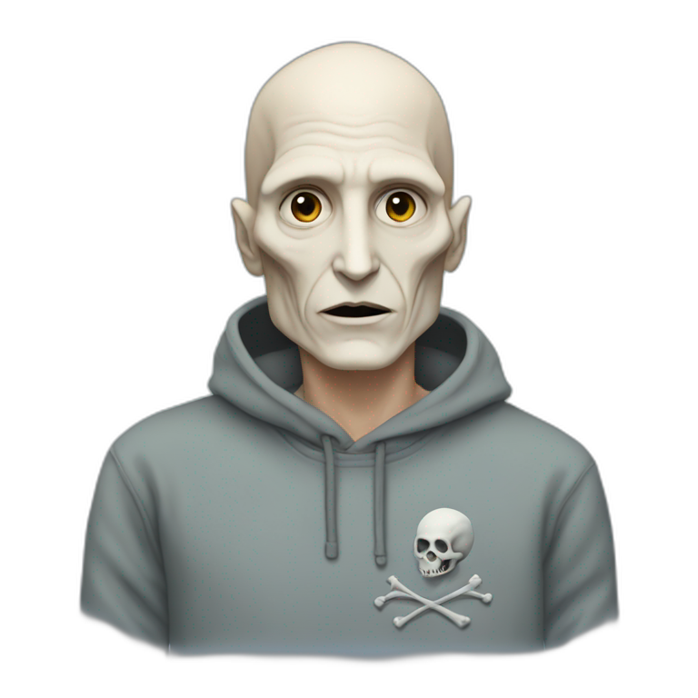 Voldemort wears a Sweatshirt with the word Sude on it emoji