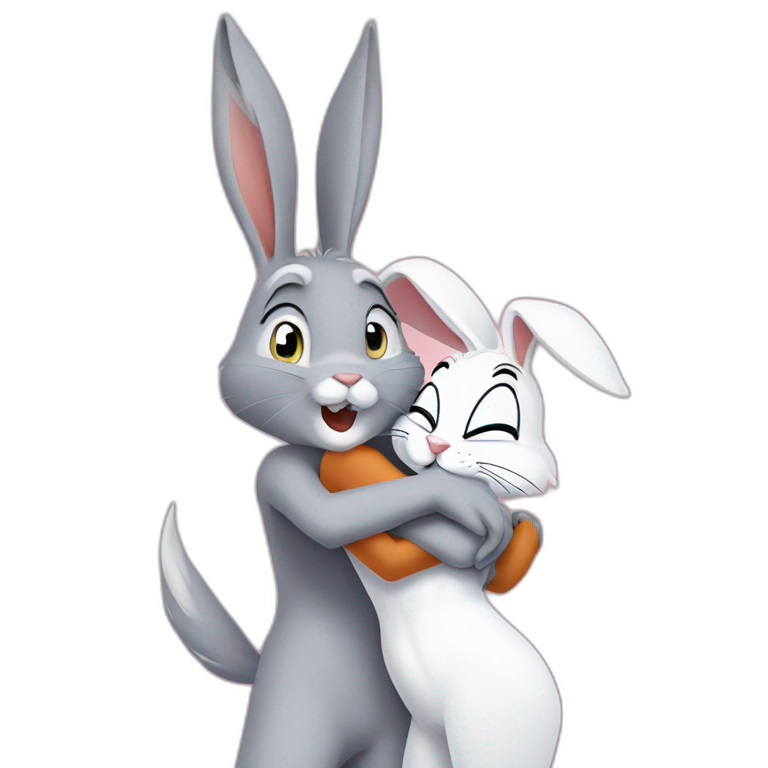 Lola Bunny and Bugs Bunny hug emoji