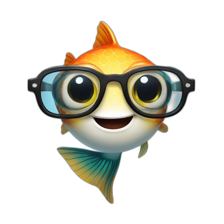 funny fish in glasses emoji AI Emoji Generator