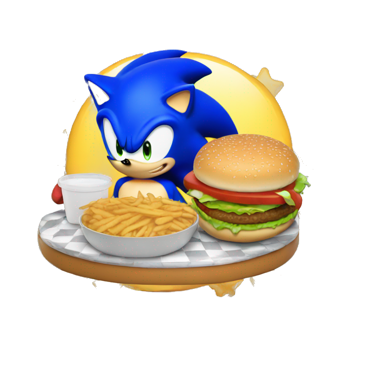 Sonic qui mange un burger emoji