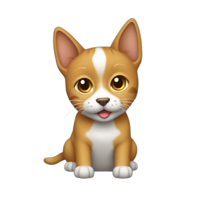 Un chat sur un chien emoji