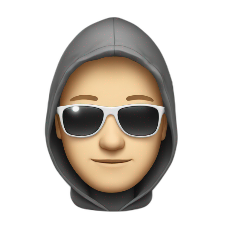 white hacker with sun glasses and hood emoji