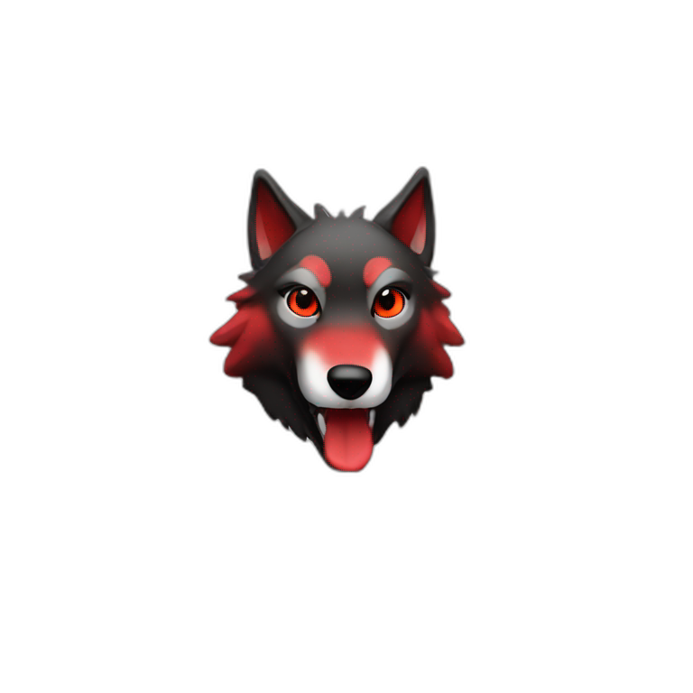 Wolf emotes red black colour  emoji
