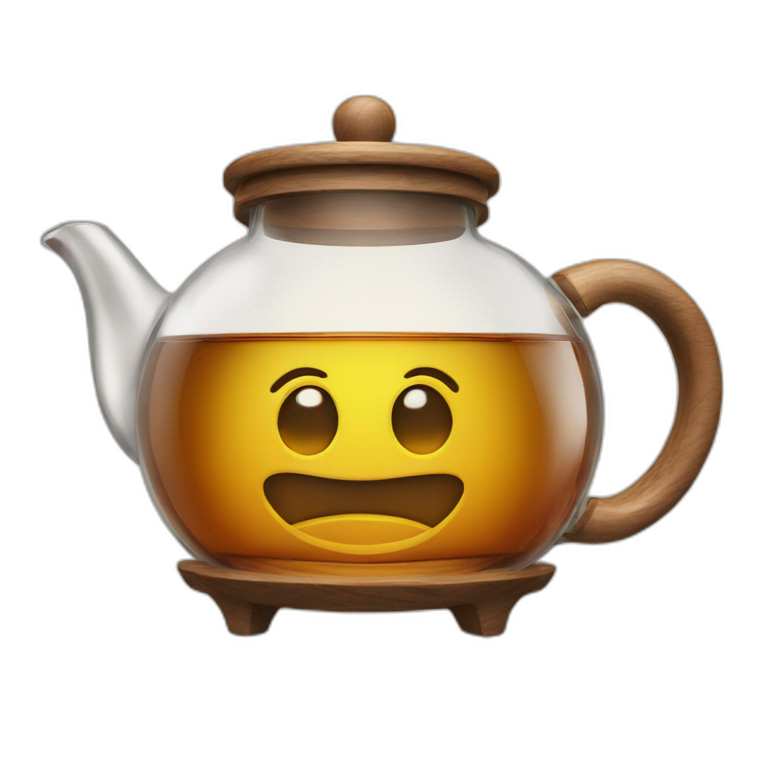Glass Teapot with wood  emoji