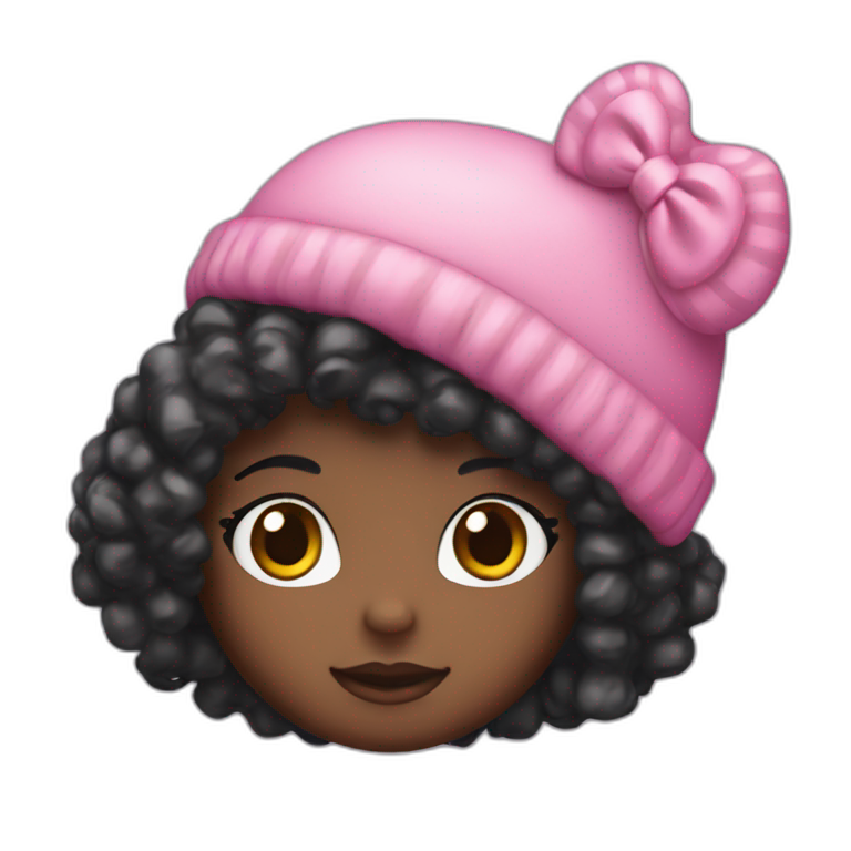 Hello kitty con gorro black girl with curly hair emoji