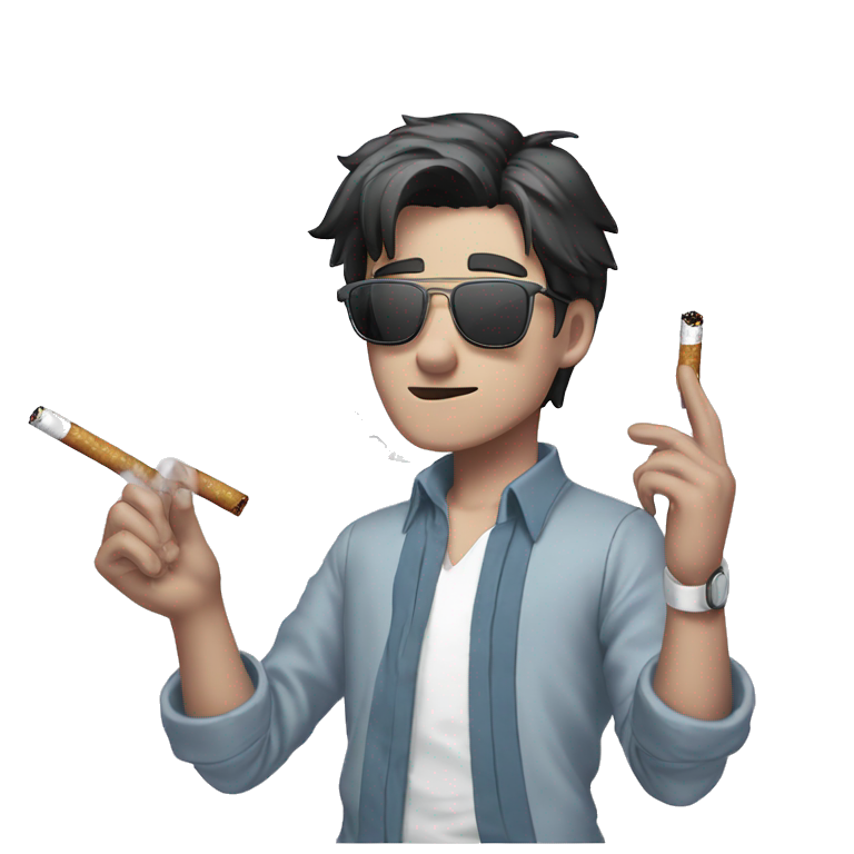 smoking boy in white shirt emoji