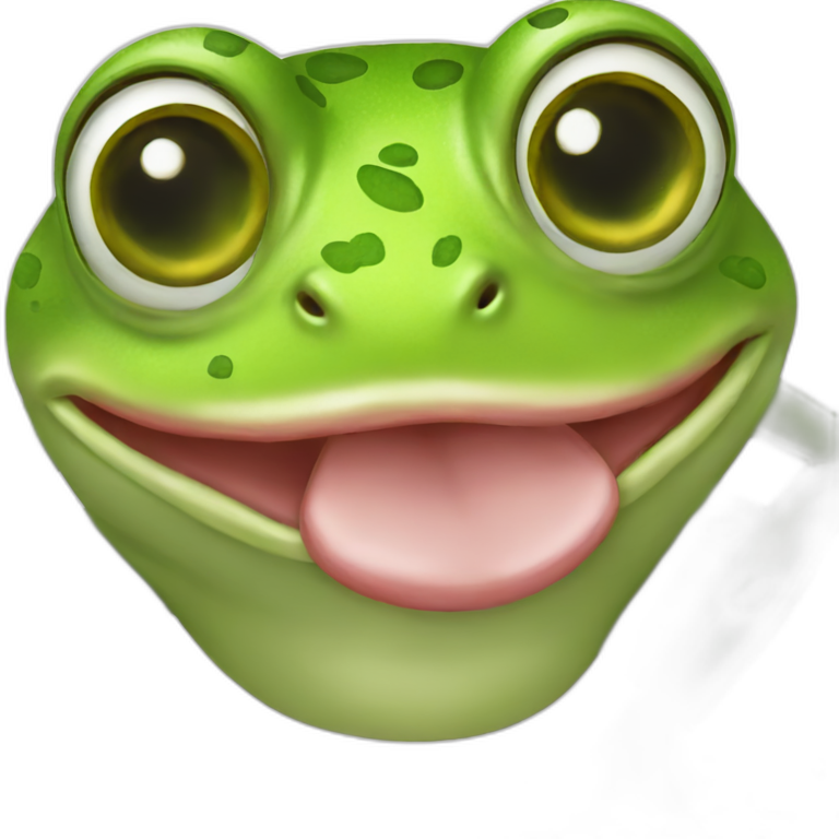 A frog kissing a frog emoji
