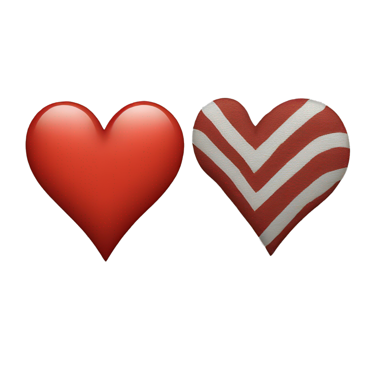Left half white and right half red heart emoji