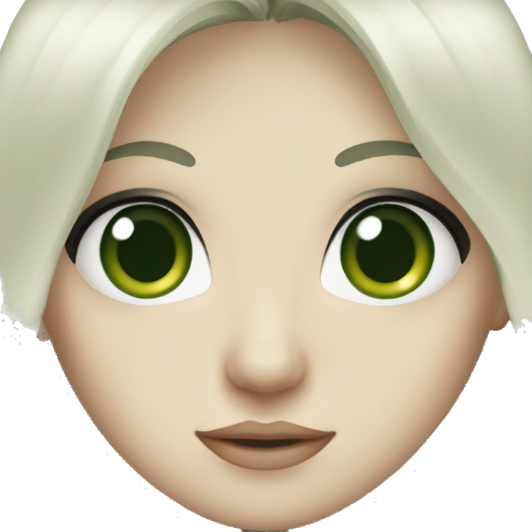 White skin, dark green eyes, dark hair  emoji