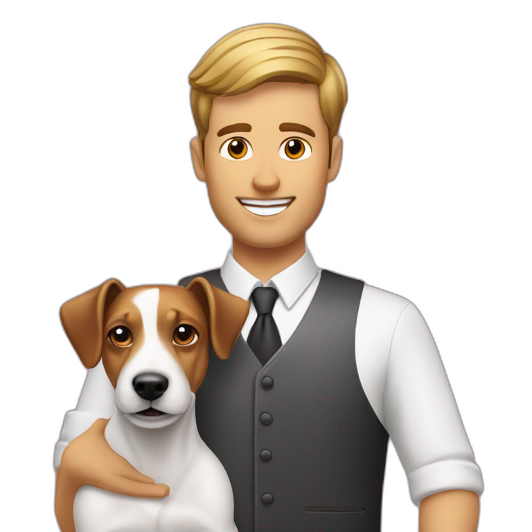 Morn hair cut Man with jack russell terrier dog emoji