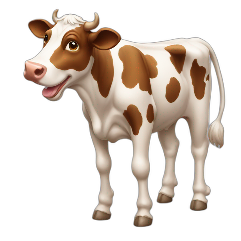 cow walking a dog emoji