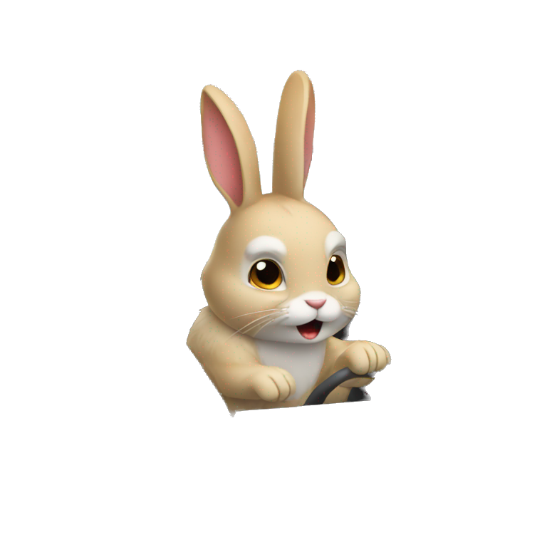 Rabbit driving car emoji