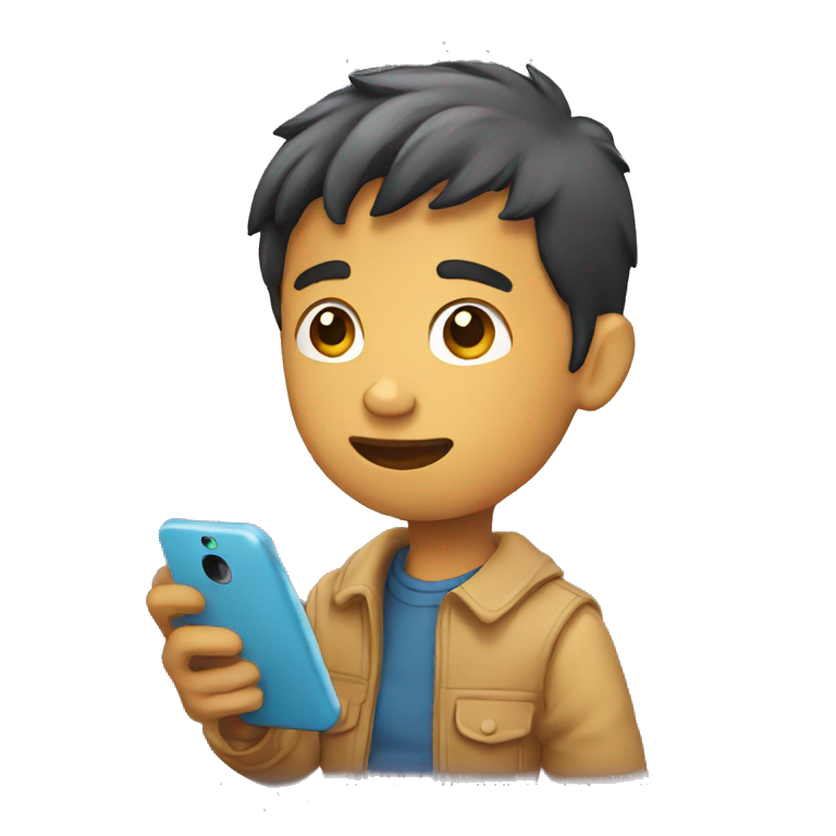 Boy with phone in hand emoji